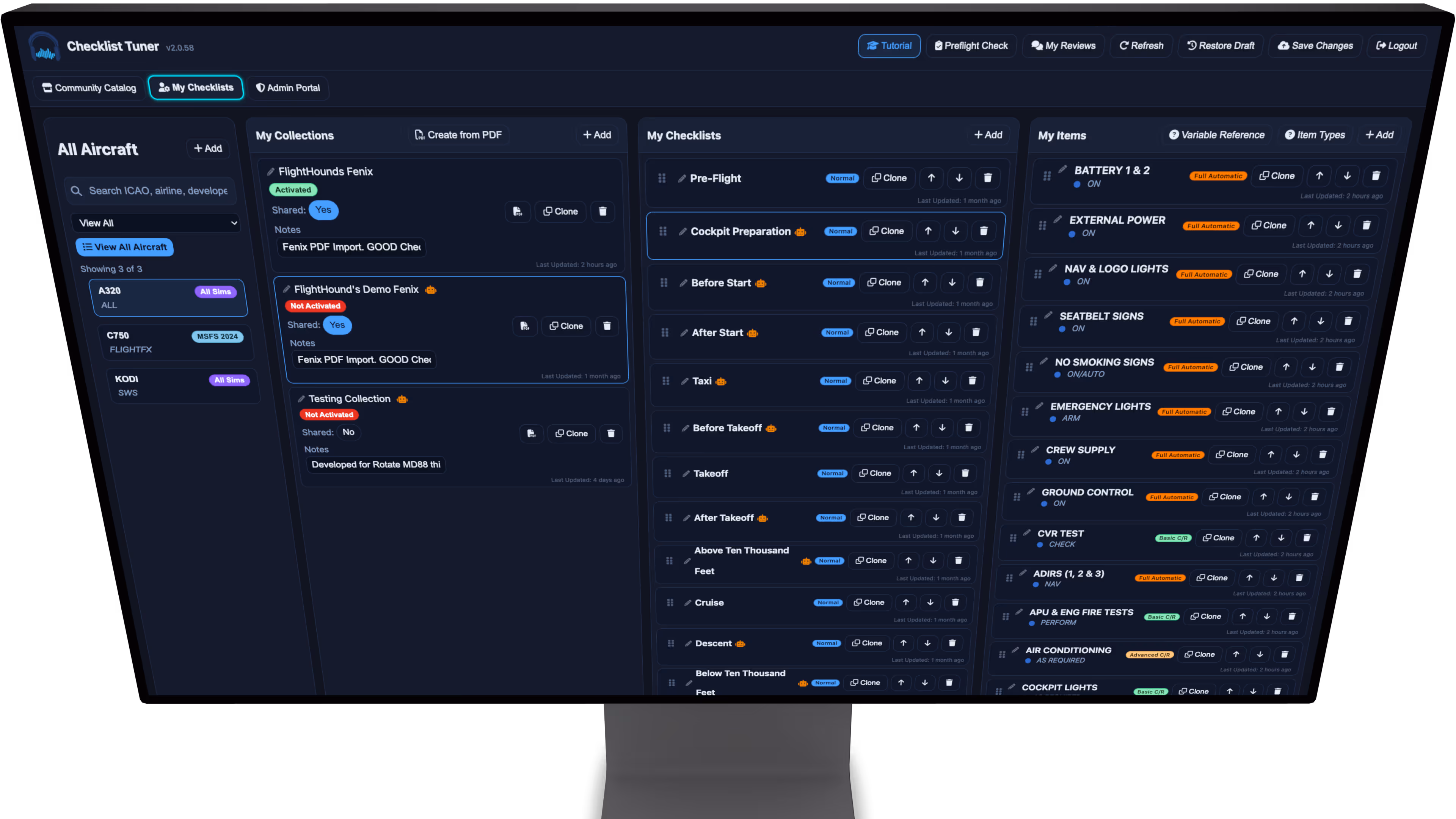 Checklists V2 interface showing the full checklist experience