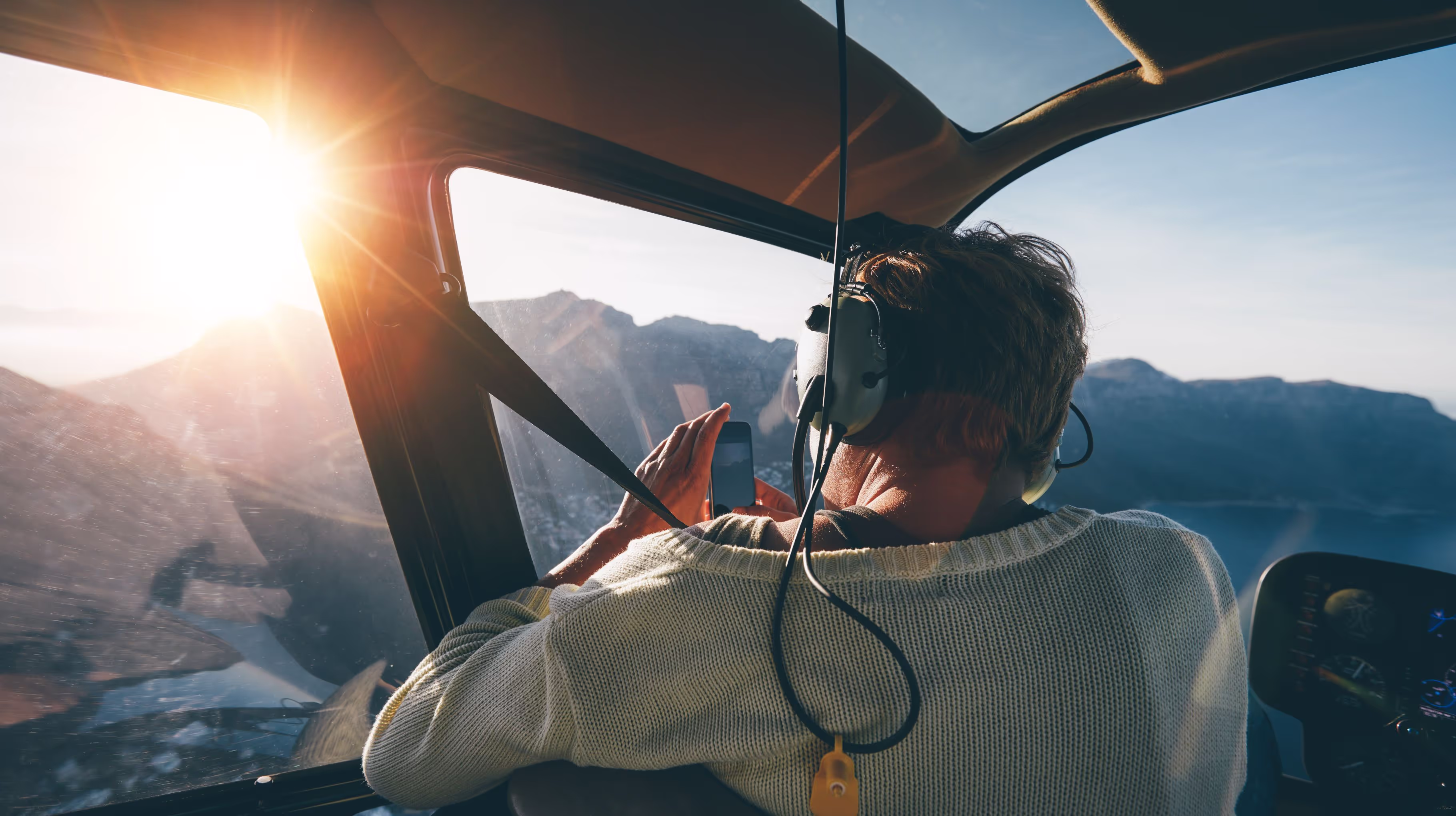 AI tour guide — scenic flight over mountains