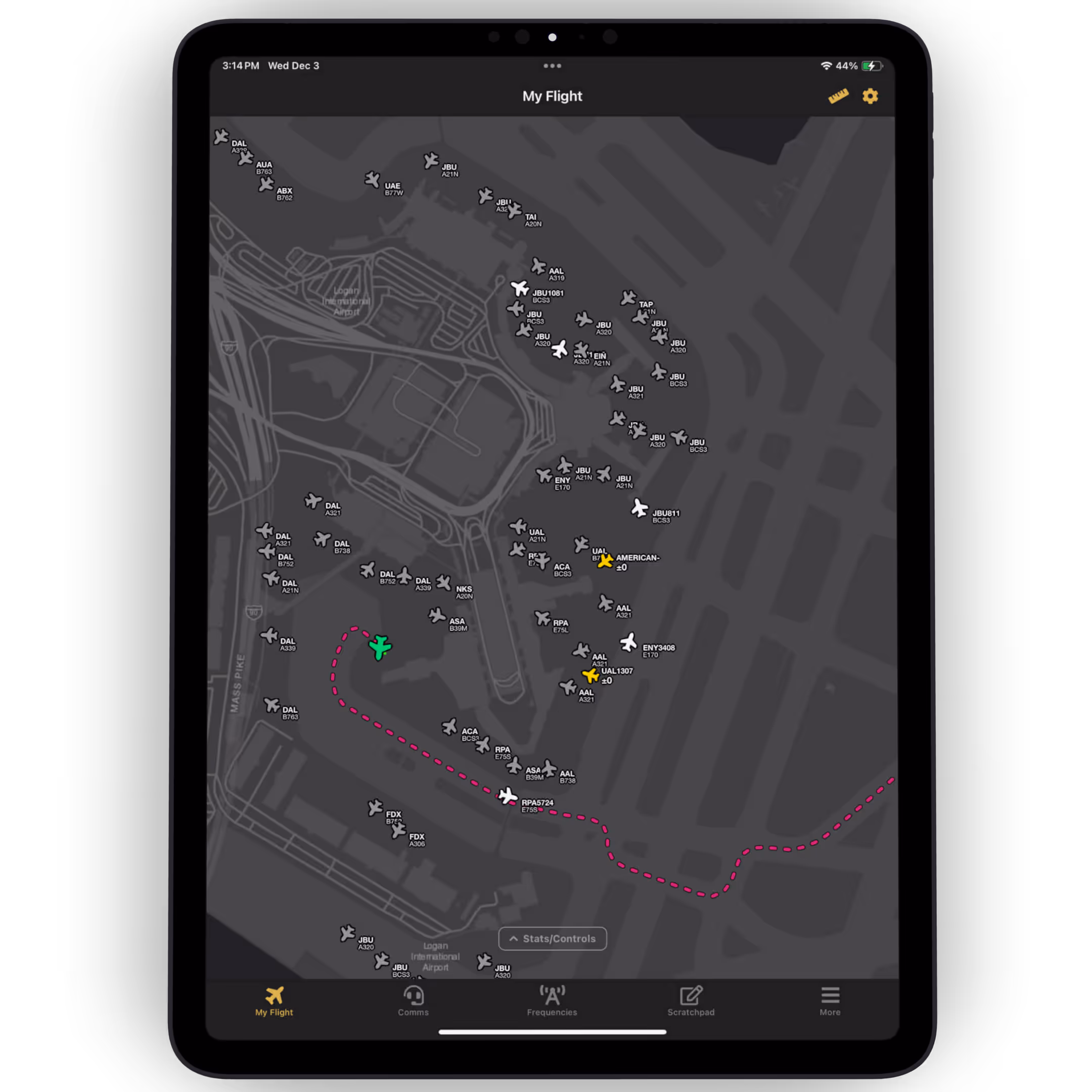 PocketSky airport monitoring — ground traffic map